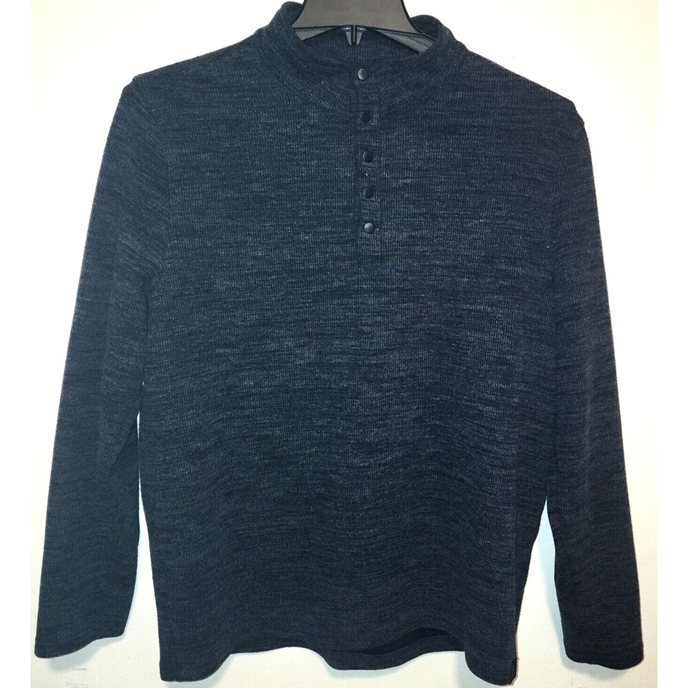 ZeroXposur Pullover 1/4 Button Mock Neck Navy Men' Sweater Size Large